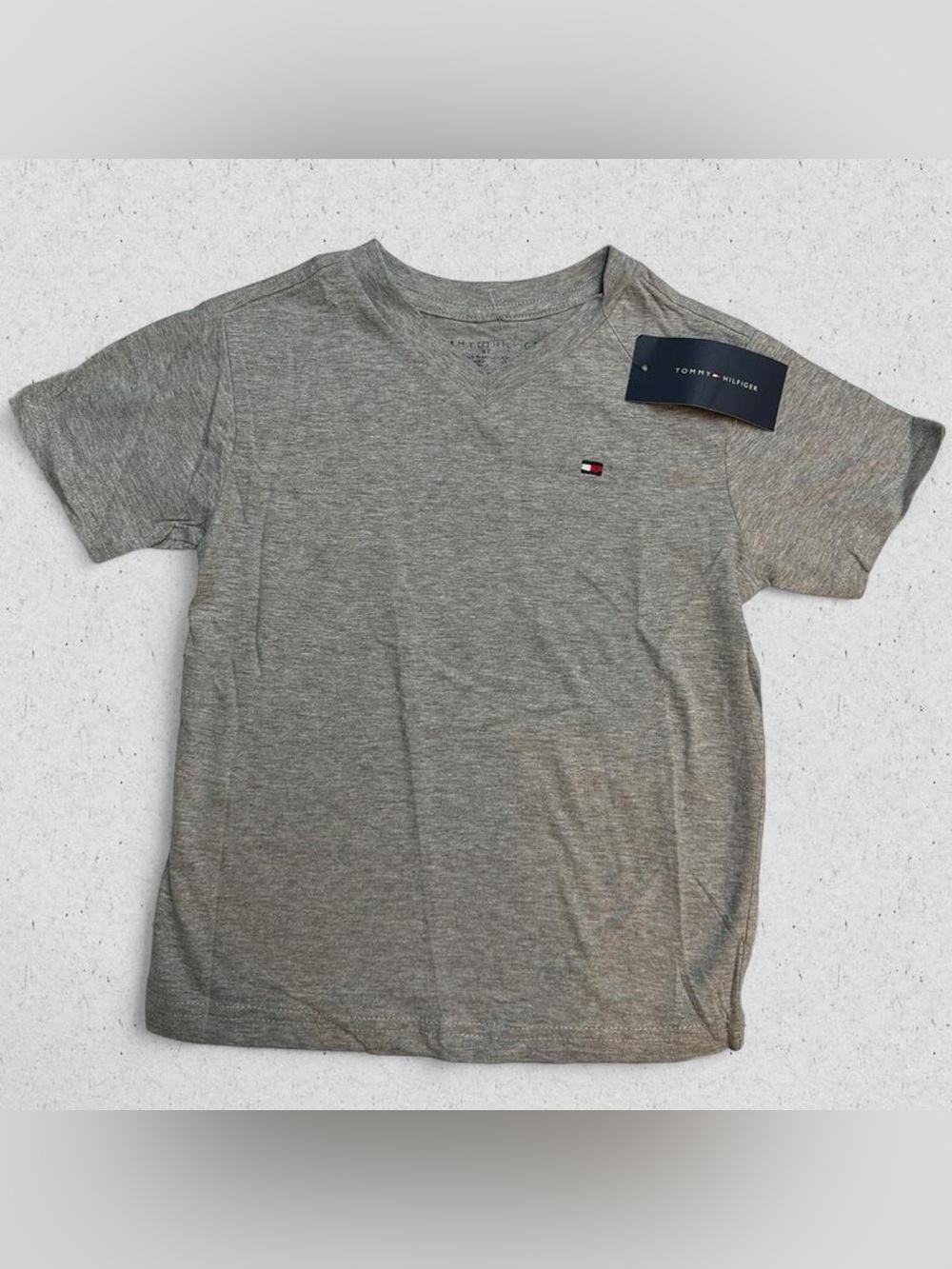 Tommy Hilfiger Boy’s Heather Gray Short Sleeve V-Neck